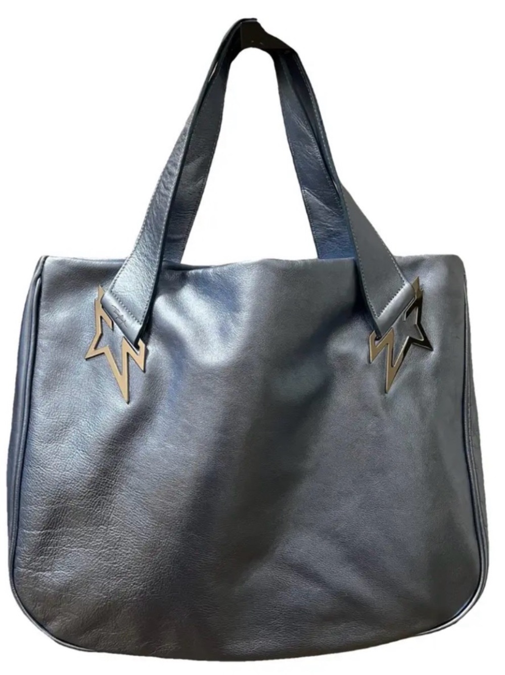 Thierry Mugler Black Leather Tote with Star Hardware